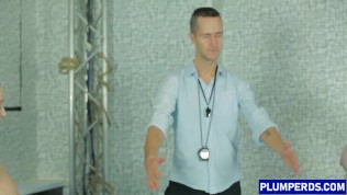 Fat wrestling babe fucked by judge after sucking cock