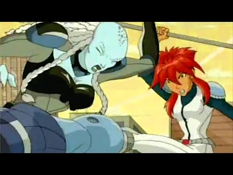 Kiva Andru vs. Darklos [Megas XLR – S1E11 – “DMV: Department of Megas Violations”]